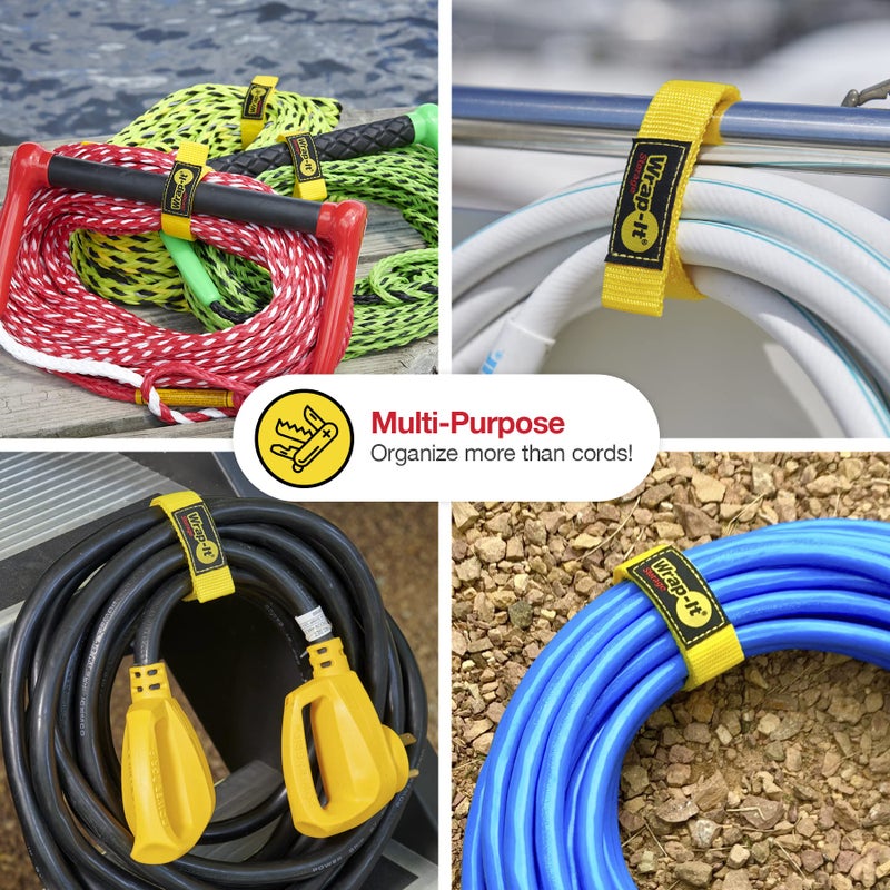 Wrap-It Storage Quick-Straps by Wrap-It Storage - 12" (12 Pack) Yellow - Extension Cord Holder for RV and Boat Organizing - Image 4